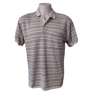 Par Four Polo Shirt Men Large Vintage Knit Striped Grandpacore Beige Made in USA
